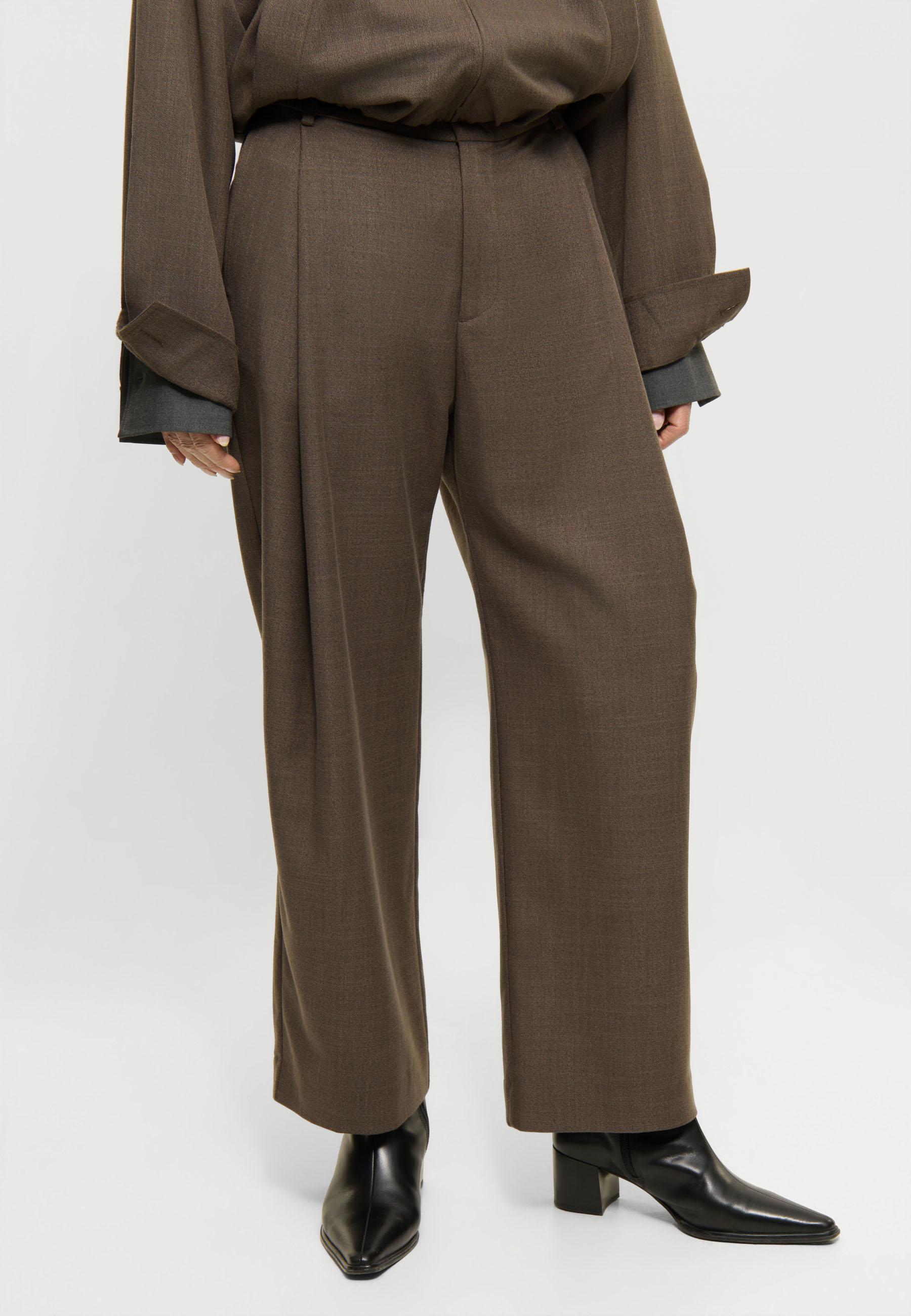 Elvine Admira Pants Brown Melange Damen Bundfaltenhose braun